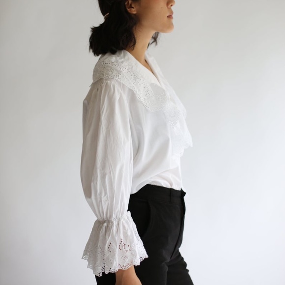 Vintage Rawson White Ruffle Puff Sleeve Blouse - Picture 5 of 7